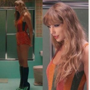 Farm Rio Striped Shimmer One Piece Swimsuit Taylor Swift Anti-Hero Eras Tour S